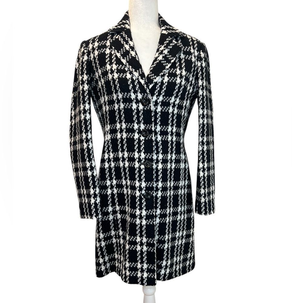 WORTHINGTON Black & White Long Checked Women’s Coat Size 6